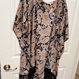 o Black Rainn Multicolor Paisley Kimono Size XL Worn Open